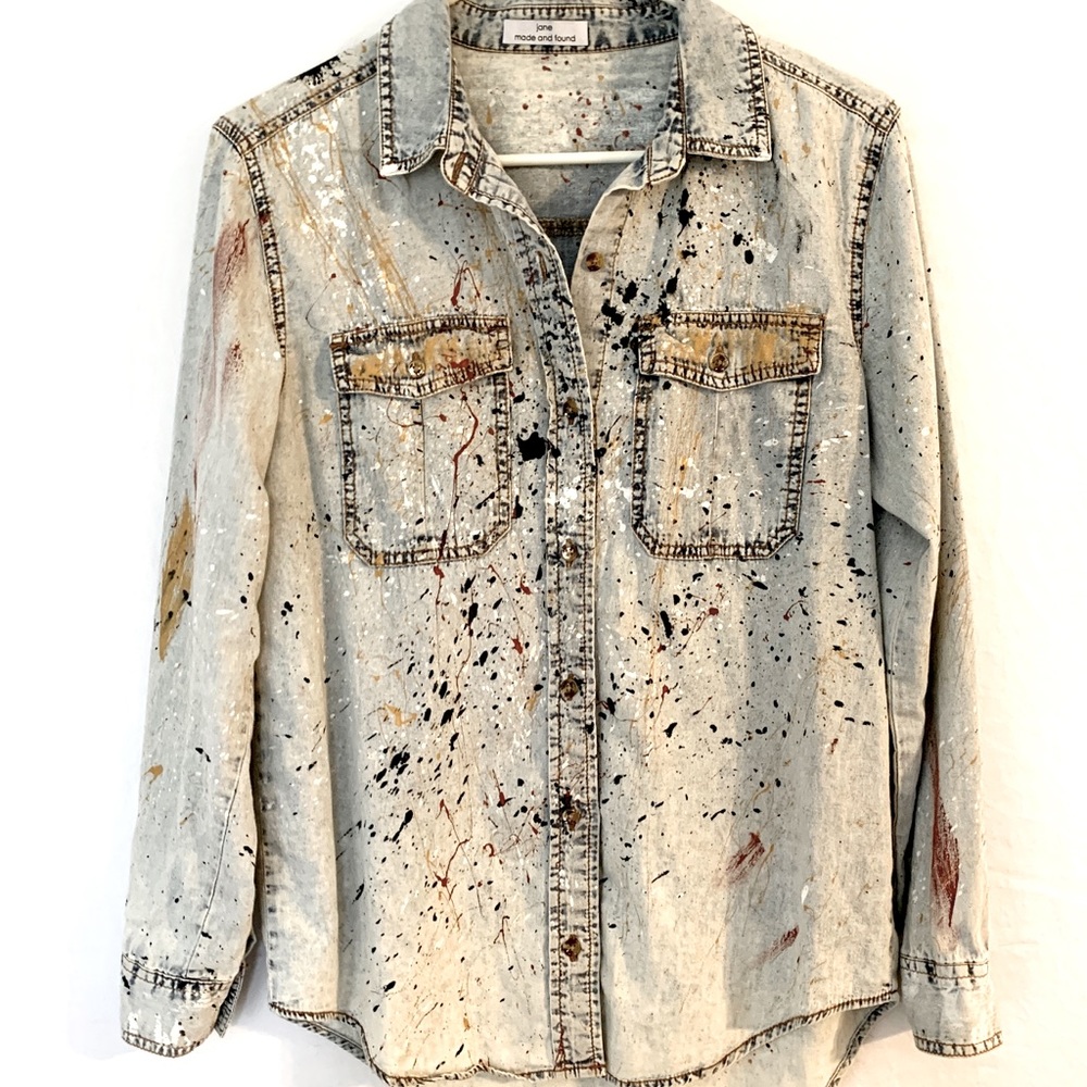 Jane Made And Found Splatter Paint Button Down